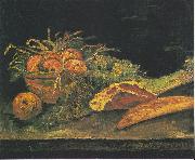 Vincent Van Gogh Still life with apple basket, meat and bread rolls painting